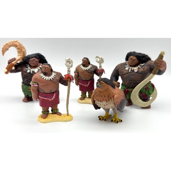 Disney Moana Maui Demigod PVC 4" Inch Figure Heavy Cake Topper Lot of 5 Bird - Picture 1 of 8